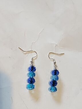 NEW Blue Crystal Bead Drop Earrings - Women Jewelry